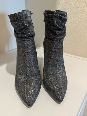 Jessica Simpson Sparkle Pointed Toe Ankle Boots in Gunmetal Gray